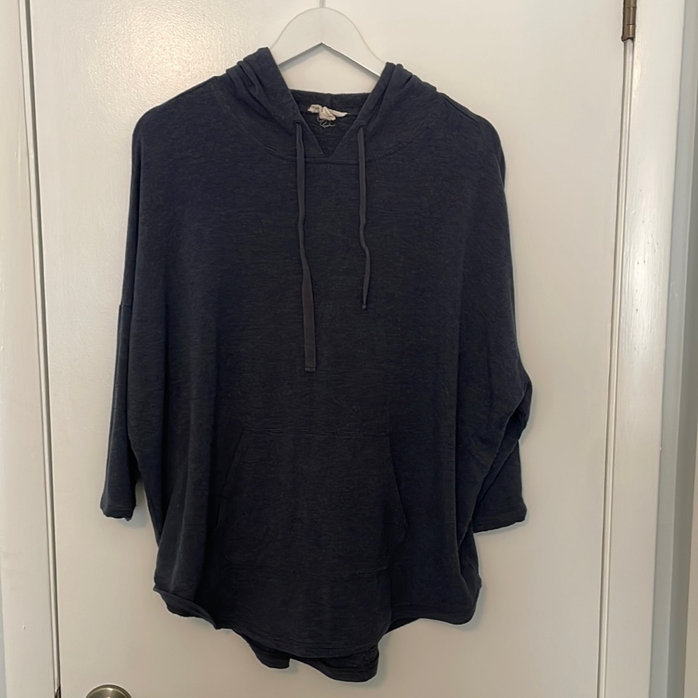 Women’s Navy Blue Loft Outlet Lounge Wear Drop Shoulder Hooded Sweatshirt